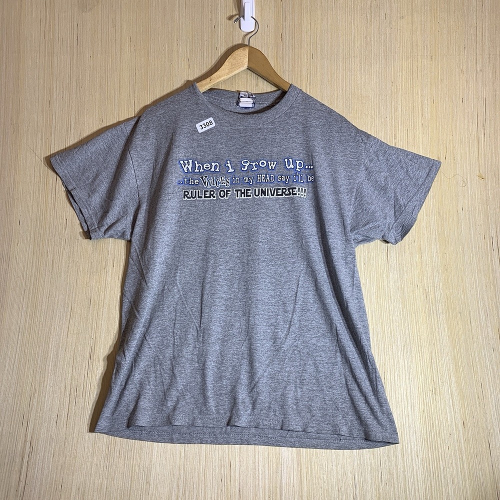Vintage Parody Shirt Extra Large Grey Short Sleeve Men's Pullover Graphic Y2K
